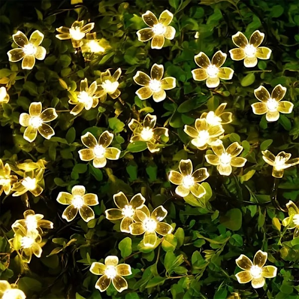 LED solcells körsbärsljus, 7m50 lampor, 8 lägen