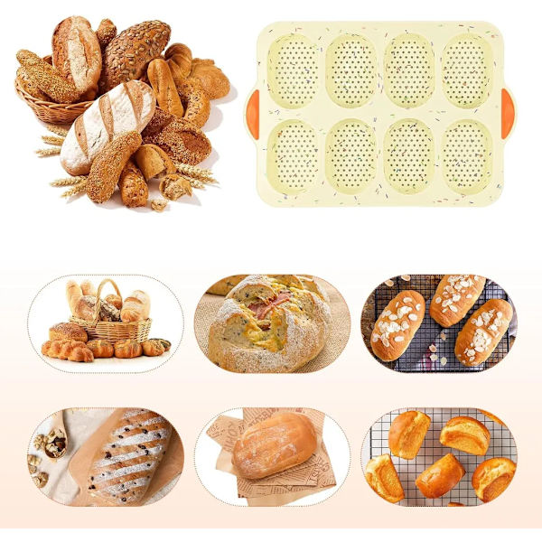 Mini baguette bageplade, non-stick pande med huller, brødbageplade, bagning af baguette