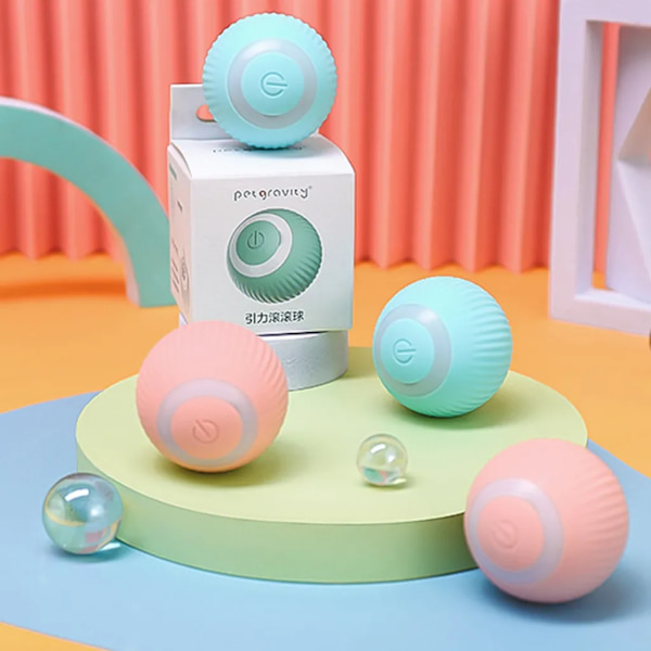 Interaktiv katt leksak, 360° själv roterande, med LED ljus, Smart Boll Automatisk Leksaker Rullande USB laddning, grön