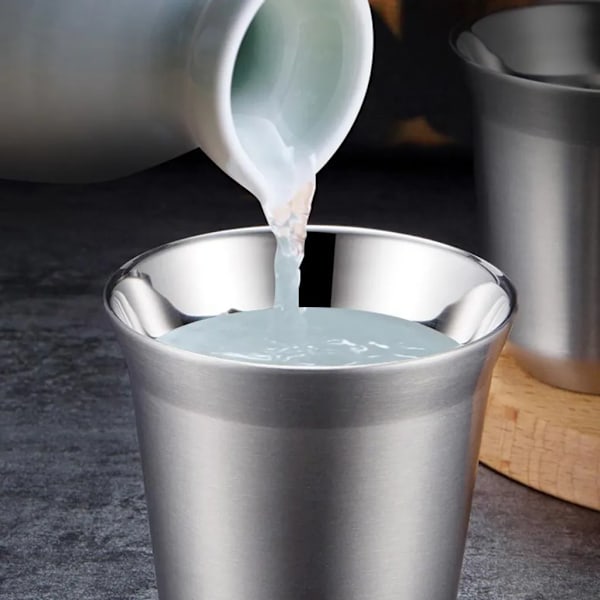 Rostfritt stål isolerad kaffekopp espressokopp kaffekopp set 2 86 ml