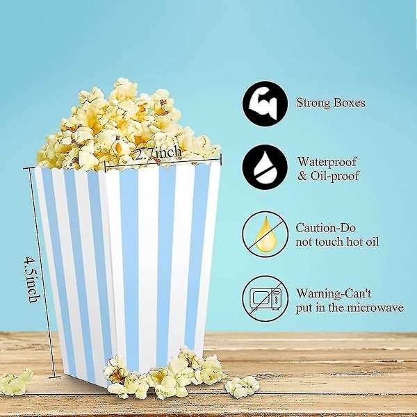 12 Stykker Popcornæsker Popcorn Slikæsker til Julefødselsdagsfest, Blå