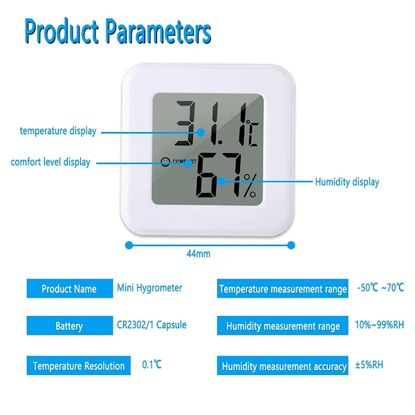 3er sisäilman lämpömittari ja kosteusmittari, Mini digitaalinen lämpömittari kosteusmittarilla vauvan huoneeseen, työhuoneeseen, viinikellariin, olohuoneeseen, toimistoon, kasvihuoneeseen