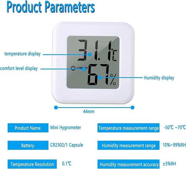 4 stk. Indendørs termometer hygrometer, mini digital termometer med hygrometer til børneværelse, arbejdsværelse, kontor, drivhus