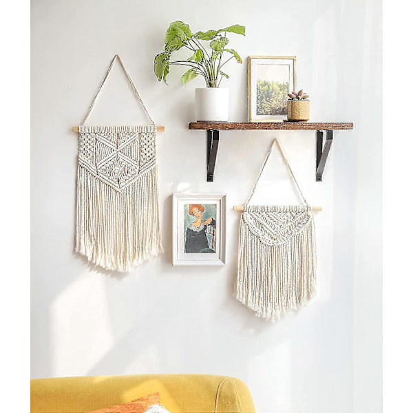 Handgjord Makramé Spets Väggbonad, Boho Chic Sovrumsbanderoll