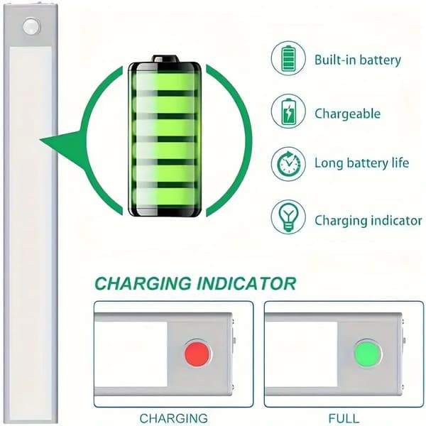 LED-rörelsesensor nattlampa, magnetisk, uppladdningsbar