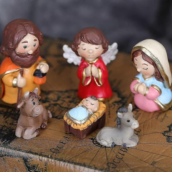 Julkrubba Dekorationsset Jesusbarn Staty Harts Konst Hantverk