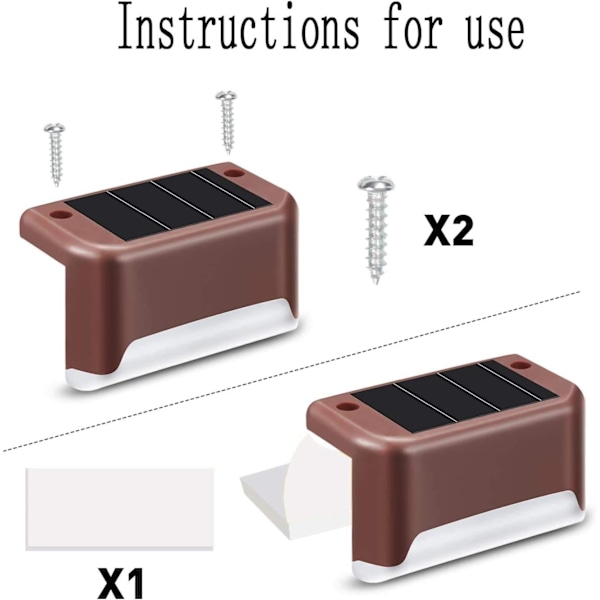 8 stk. vanntette solcellelamper utendørs, terrasse, sti, trapper