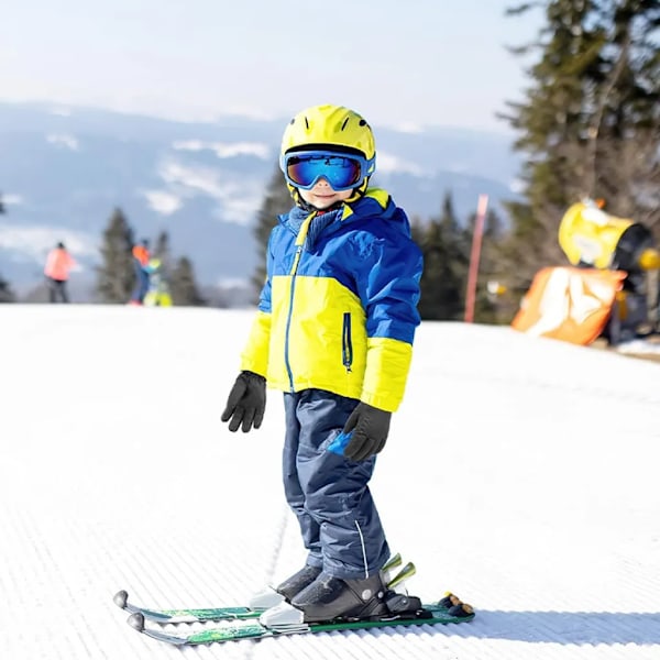Skigloves for barn, vanntette og vindtette snøhansker, ensfargede vinterhansker (størrelse S)