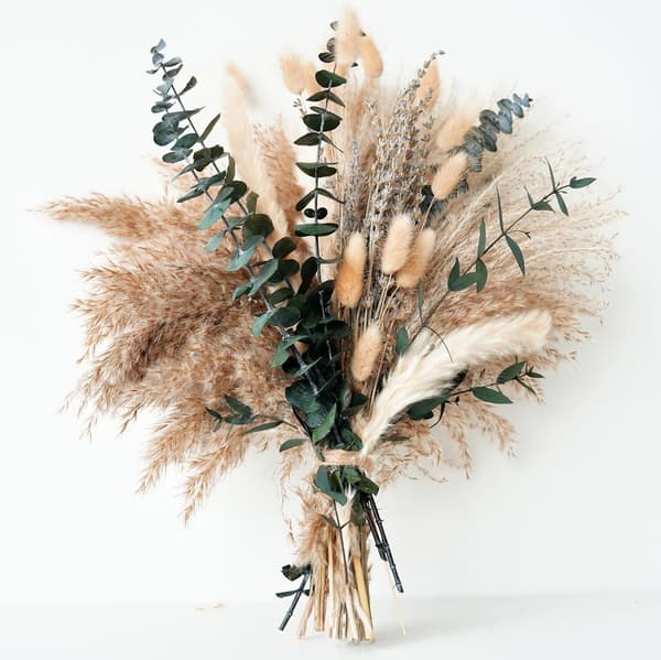 Grön Pampas-Lavendel-Eukalyptus Boho Bukett – Sovrum/Bröllopsbord