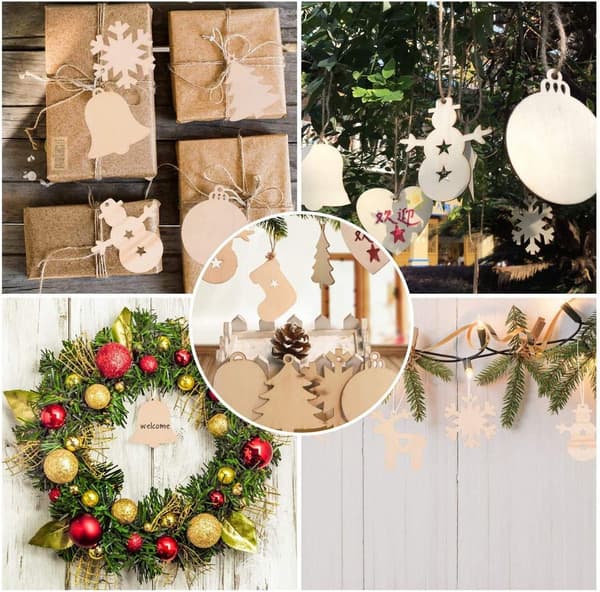 200 Trä Julgranshängen, DIY Hantverk, Utspridda Ornament