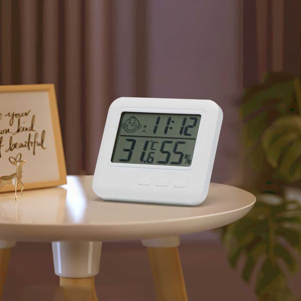 Digital LCD sensor inomhustermometer, väckarklocka, lämplig för babyrum, vardagsrum och kontor