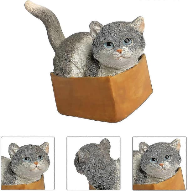 Søt Kattunge Statue Miniatyr Landskapsdekorasjon