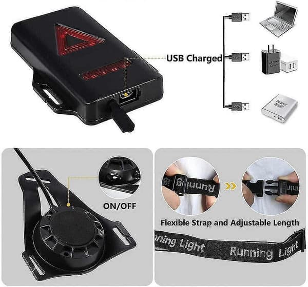 Løpelys Løper Brystlys 3 Moduser Kroppslykt USB Oppladbar Kroppslys Bærbar Nattløpingstilbehør Reflekterende Løpeutstyr