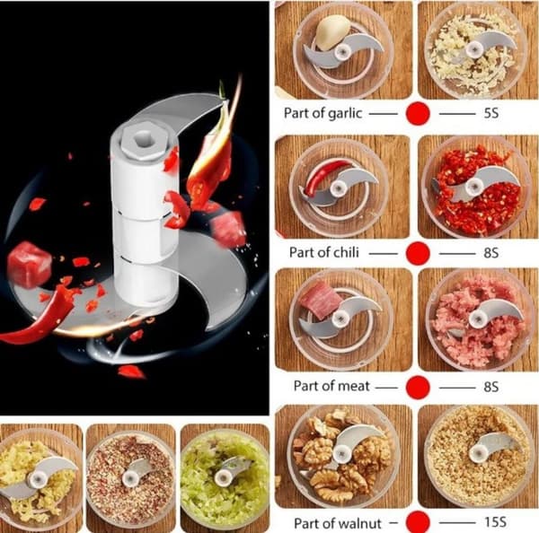 Elektrisk grønnsakskutter, kjøkken, grønnsakskutter, mini hvitløkskutter, hvitløkskutter, frukt, kjøtt, multifunksjonell kutter (grønn)