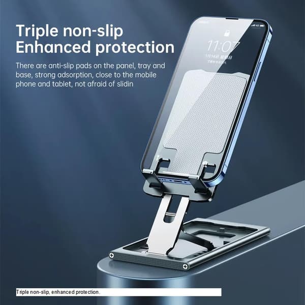 Foldbar mobiltelefonholder, metal, til skrivebord