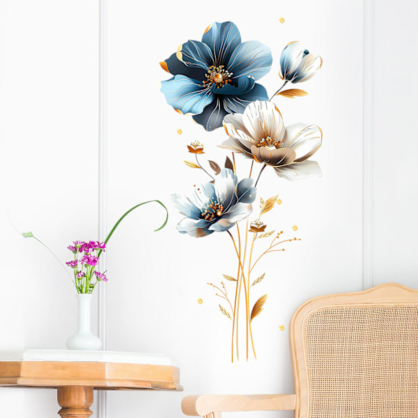 Simuleret 3D-tekstur blomster vægklistermærke