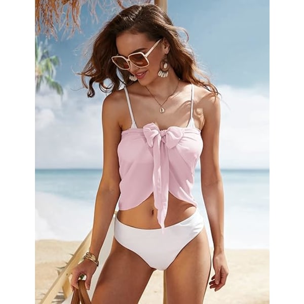 Korta saronger för damer Beach Wrap Skira Bikini Wraps Chiffong Cover Ups Pink 190cm*46cm