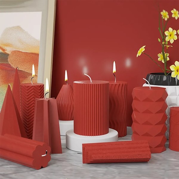 4 stk. stearinlysformer i silikon, støpeformsett for stearinlys, DIY stearinlysformer i silikon
