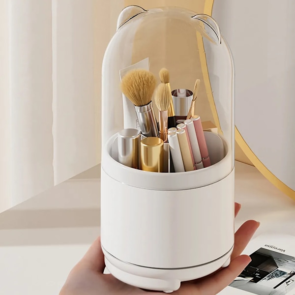 Make Up Organizer 360 Rotatable, Brush Holder Cosmetics, Make Up Brush Storage, Cosmetic Dressing Table Organizer, White