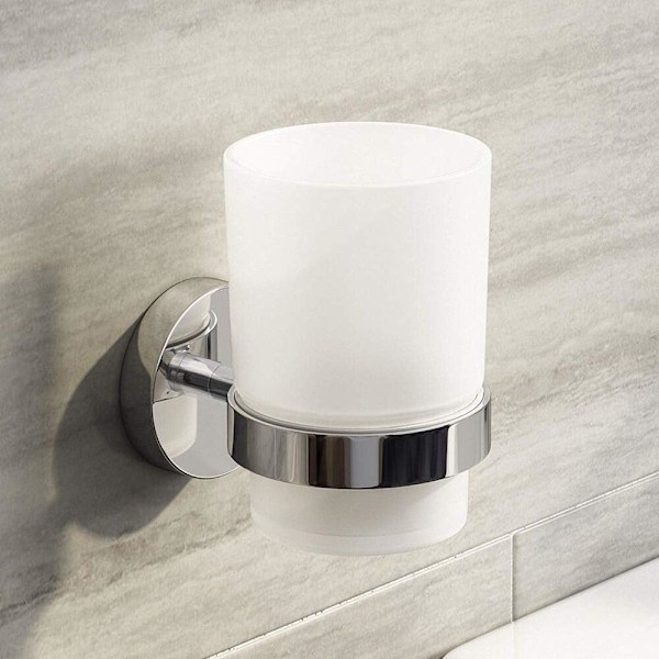 Väggmonterad tandborsthållare, frostat glas, 1 st (220210 enkel kopp)