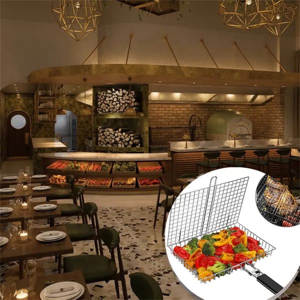 Stor kapasitet, sammenleggbar grillrist med grillklips