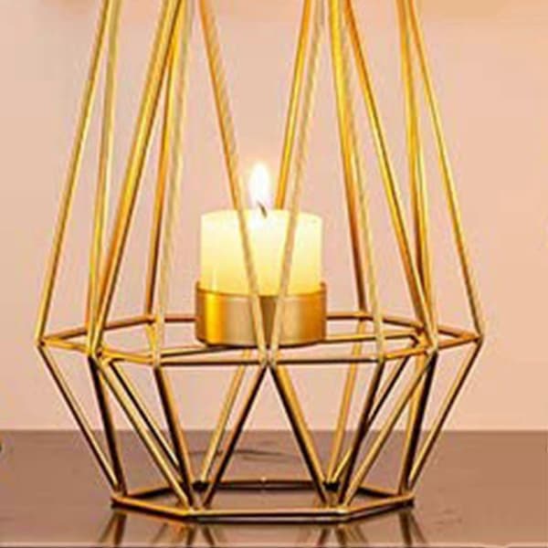 Metall sekskantet geometrisk design telysholder