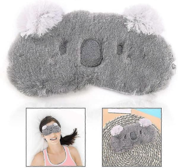 Sød Dyreplush Søvnmaske, Blød Plush Øjenmaske med 3D-ører, Grå Koala, Velegnet til Børn