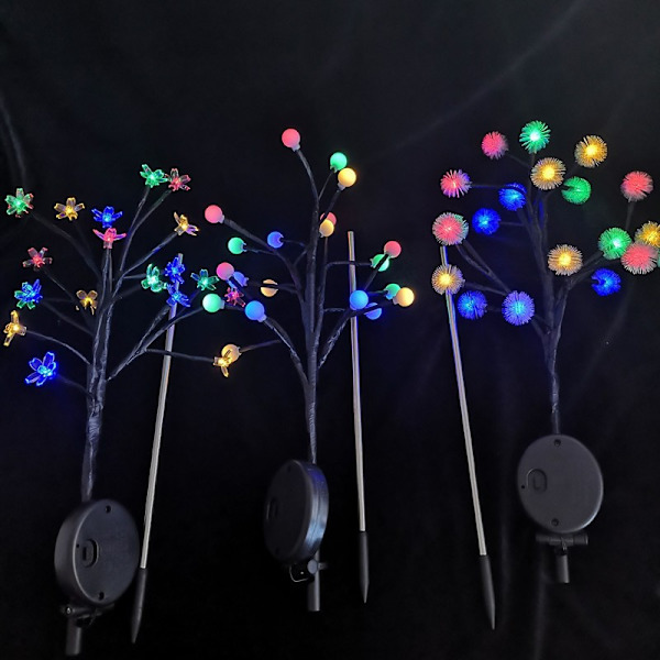 LED solbærkirsebærtrelampe, 2 justerbare moduser, gårdsplassdekorasjon