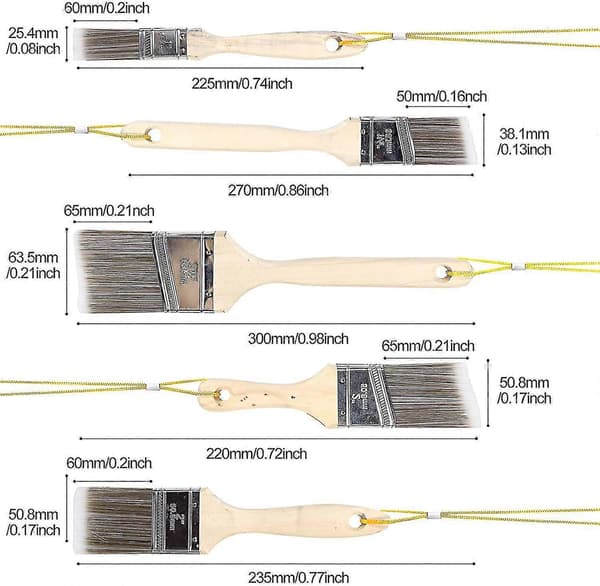 Penselset 5-delars målarpensel platt pensel