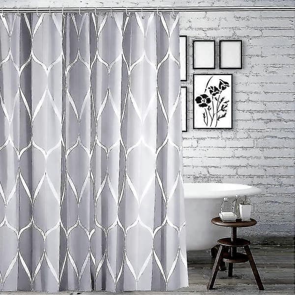 180×180cm Vandtæt Plaid Polyester Bruseforhæng – Hurtigtørrende Grå