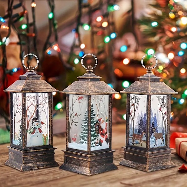 3-pak Vintage Julelys LED-telys - Perfekt for innendørs julepynt, gaveideer