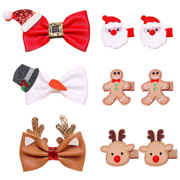 Hårklämmor med pepparkaksgubbar för barn, jul, set om 9
