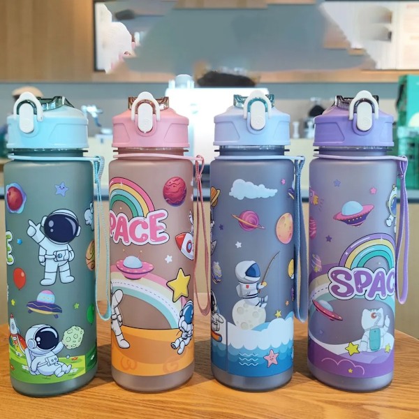 Lasten juomapullo, vuototiivis vesipullo 650 ml, koulu- ja urheilupullo pojille, BPA-vapaa (sininen)