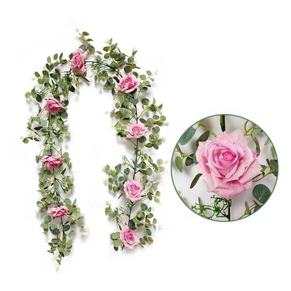 Rose guirlande guirlande kunstige blomster 1,85 meter silkeblomst falsk blomst rose guirlande hængende vin bryllup fest have dekoration
