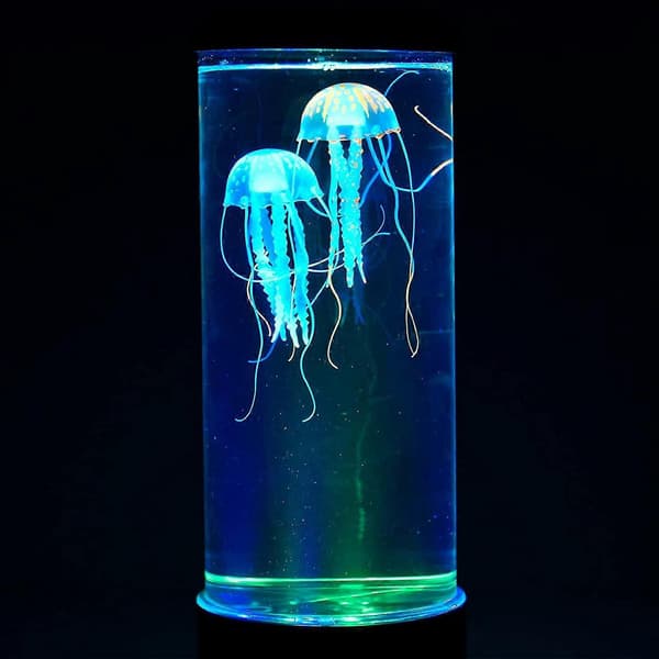 LED Jellyfish Lava Lampe Multicolor, USB Genopladelig Natlampe