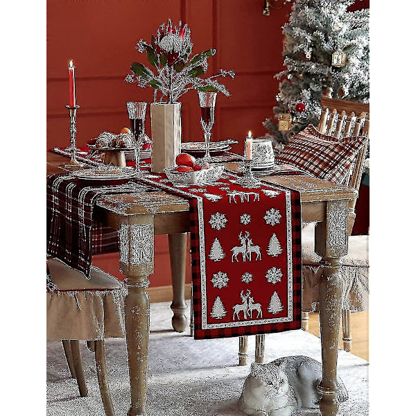 Snöflinga Älg Röd Rutig Bordslöpare, Älg (1 st)