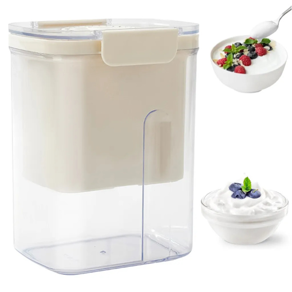 Grekisk yoghurt sil, grekisk yoghurtmaskin 1100 ml kapacitet tvättbar vassleavskiljare med lock återanvändbart yoghurtfilter
