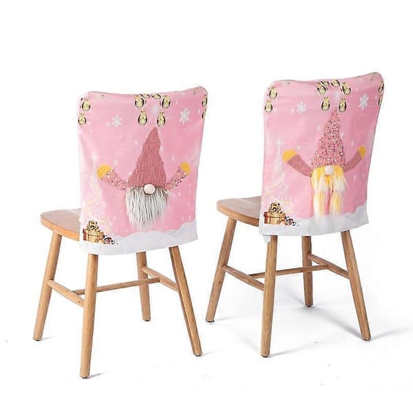2 LED Stolsöverdrag – Rosa Tomte/Rudolf Ryggstöd för Julbordsfest