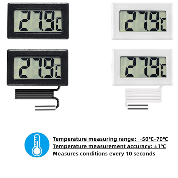 Mini bærbar indendørs digitalt LCD-display med termometer og fugtighedssensor, termometer og hygrometer (hvid, 1 stk.)