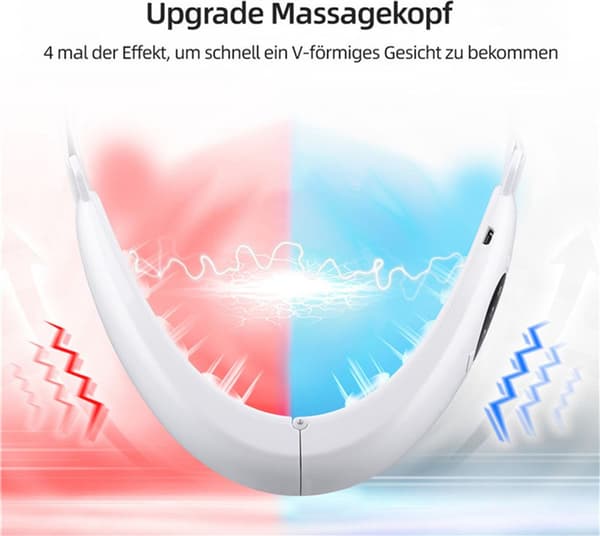 Ansiktsmassageapparat, Uppstramande skönhetsenhet, Mikroström V-formad ansiktsvibrationsmassageapparat, Dubbelhakreducerare (Vit)
