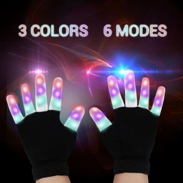 LED Blinkende Handsker til Børn – 6 Lysindstillinger Legetøj til Halloween/Julekostume