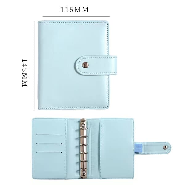 A7 Blå PU Budget Binder – 12 Kontantkuvertark, Spareorganisator