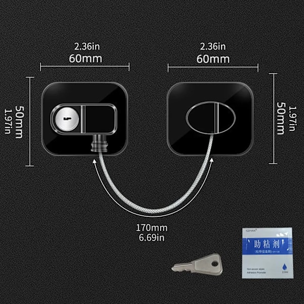 4 kpl jääkaapin lukko, jääkaapin lukko ilman porausta, lapsiturvallinen ikkuna, jääkaapille, ovikaapeille, ikkunoille (musta)