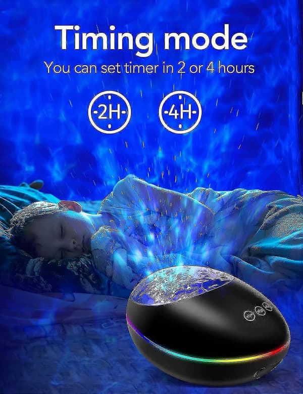 Bluetooth Galaxy Projektor – Stjärnvågslampa Högtalare Timer Barn Vuxen