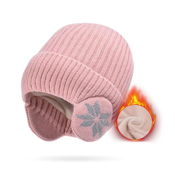 Hatt Vinter Stickad Öronlapp Mössor(Rosa)