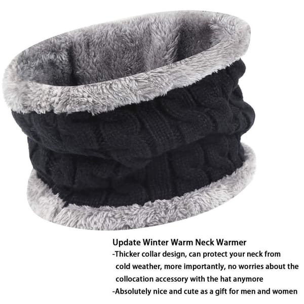 Vintermössa beanie halsduk mössa varm stickad mössa plus sammet utomhus vinter varm mössa halsduk set män och kvinnor