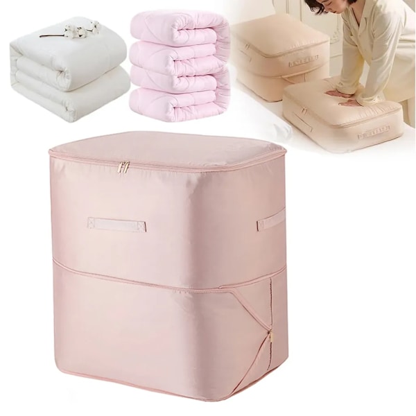 Selvkomprimerende organiser, oppbevaringsbokser, oppbevaringspose for dyner, klær, tepper (rosa, 52x42x60CM)