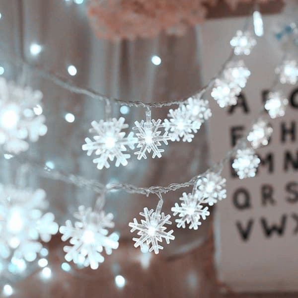 10M 80-LED Snöflingeslinga, Vit, Batterilåda Konstant/Blinkande, Inomhus/Utomhus