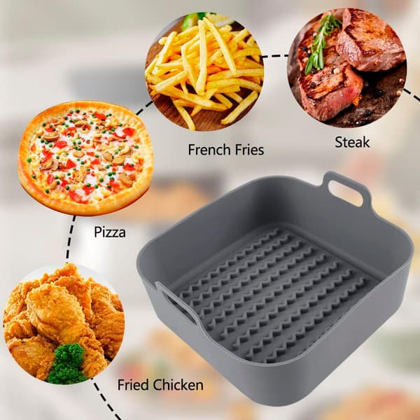 Firkantet erstatningskurv for airfryer - Grå