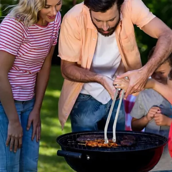 3 st BBQ grilltänger roterande, korvgrillstänger i rostfritt stål med hjul långt handtag, multifunktionella grilltänger för utomhusbruk